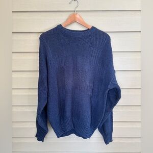 Vintage 90s CLAIBORNE sweater men’s oversized blue cotton sz  L dad grandpa EUC